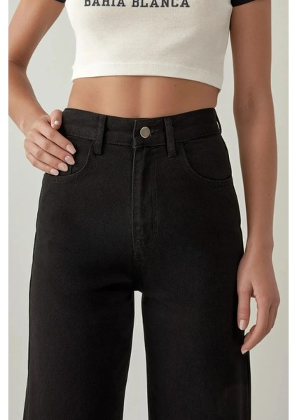 Kadın Straight Fit Denim Pantolon Siyah