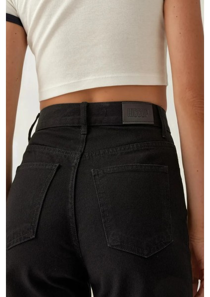 Kadın Straight Fit Denim Pantolon Siyah