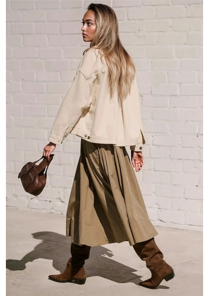 Kadın A-Form Fit Maxi Etek Kunduz Kahverengisi