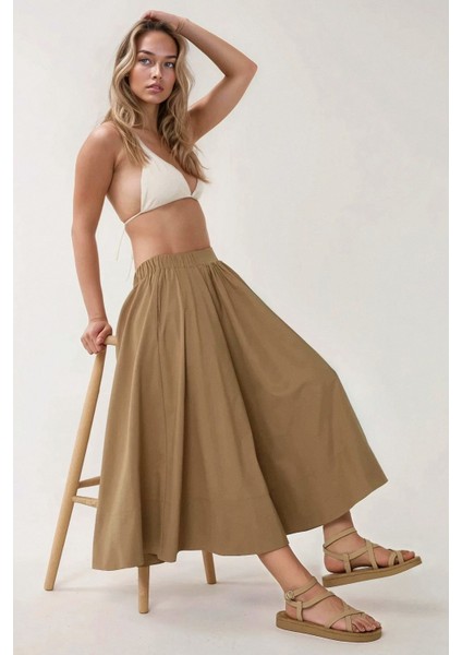Kadın A-Form Fit Maxi Etek Kunduz Kahverengisi