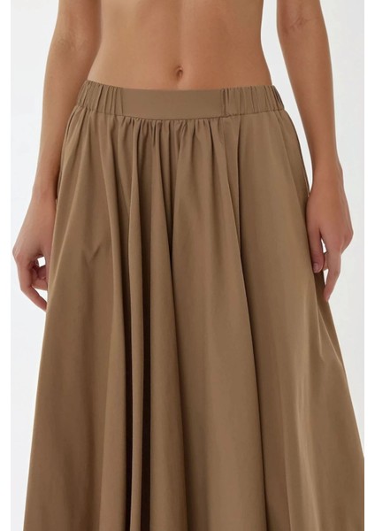Kadın A-Form Fit Maxi Etek Kunduz Kahverengisi