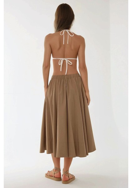 Kadın A-Form Fit Maxi Etek Kunduz Kahverengisi