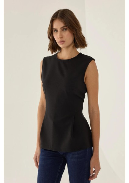 Kadın Siyah Peplum Üst Black