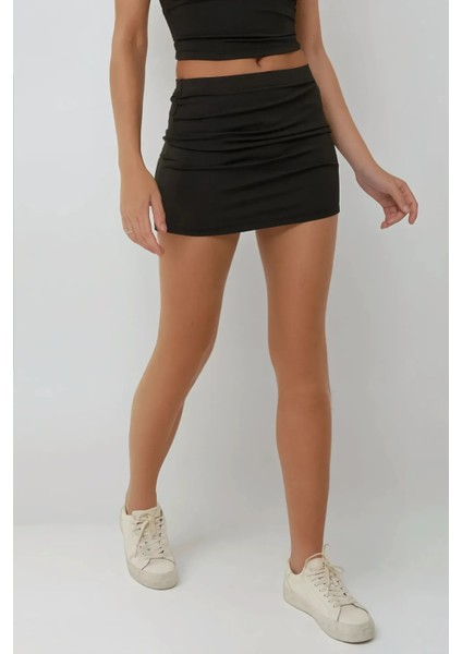 Kadın Normal Bel Mini Etek Siyah