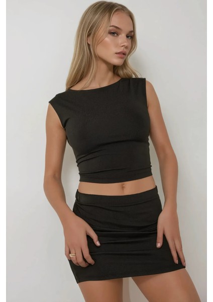 Kadın Normal Bel Mini Etek Siyah