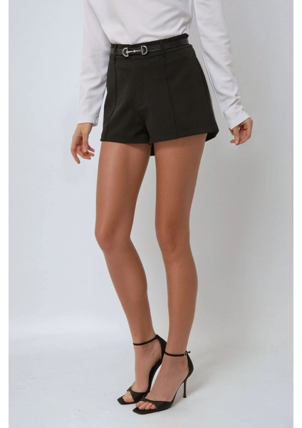 Kadın Regular Fit Mini Şort Siyah