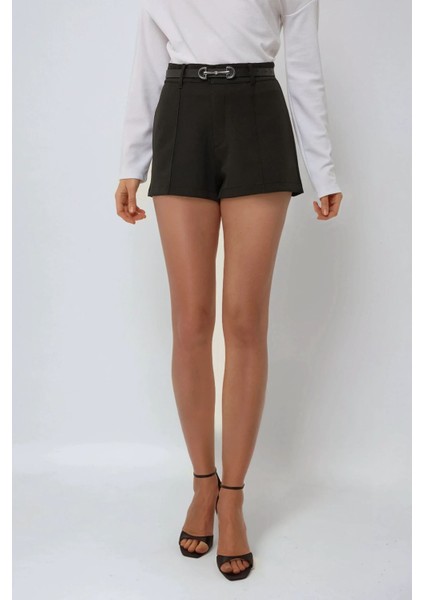 Kadın Regular Fit Mini Şort Siyah