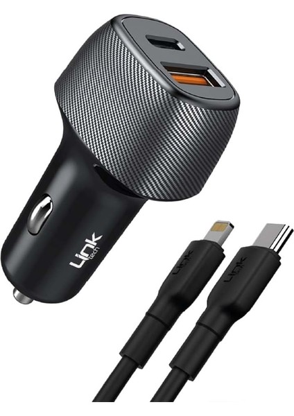 Linktech C498 38W 2x USB Type-C - Lightning Kablolu Araç Şarj Aleti