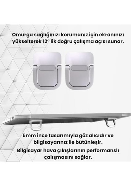Metal 2 Adet 5mm 3m Yapışkanlı Katlanabilir Ultra Mini Laptop Standı,portatif Taşınabilir Siyah modelleri