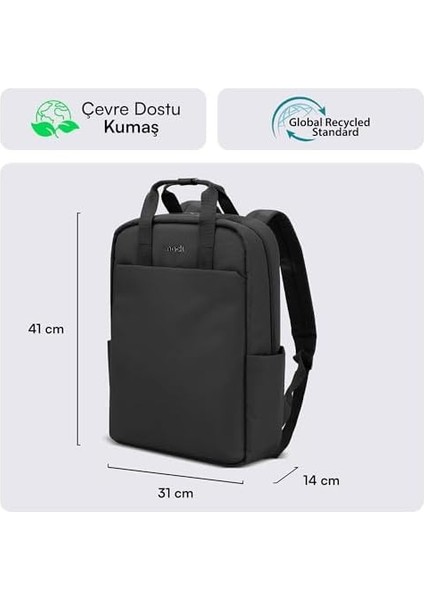 MCE-1521 Eco Çevre Dostu Laptop Sırt Çantası 15.6 Inç,ykk Fermuarlı Bilgisayar Sırt Çantası, Kadın ve Erkek Günlük Çanta, Okul ve Iş Çantası, Siyah fiyatları