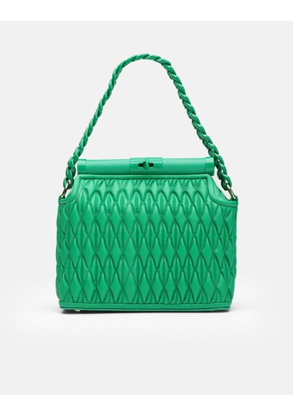 Bag Midnight Elegance Yeşil Zincir Detaylı Suni Deri Kadın Kol ve Omuz Çantası
