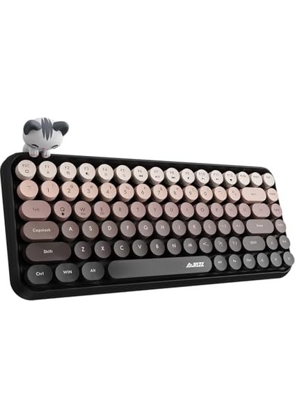 Kablosuz Bluetooth Retro Sessiz Klavye - Yuvarlak Tuşlu, Kedi Süs Aksesuarı, 84 Tuşlu, Taşınabilir, Akıllı Uyku Modu, Ergonomik Tasarım, Tablet Telefon Uyumlu, Ajazz AJ308I Kahverengi fiyatları