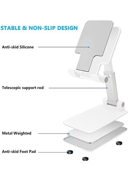 Cep Telefonu Standı, Katlanır Masaüstü Telefon Standı, Açı Yüksekliği Ayarlanabilir Cep Telefonu Tutacağı, Masa, Ofis, Tablet Standı Tüm, Ipad,, 4-10" Cep Telefonu ve Tablet ile Uyumlu fiyatları
