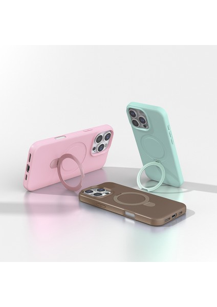 iPhone 16 Pro Kılıf M-Safe Şarj Özellikli Standlı Mryn Samara Kapak - Pembe