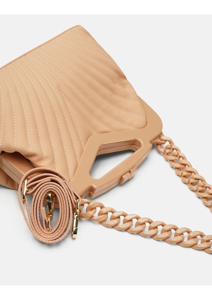 Bag Vivid Chain Pudra Suni Deri Zincir Askılı Klips Kapamalı Kadın El ve Omuz Çantası modelleri