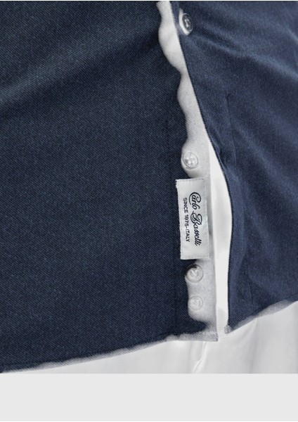 Lacivert Baskılı Casual Fit Casual Gömlek