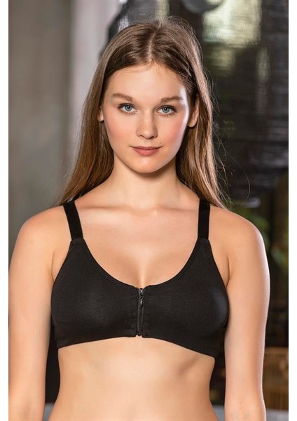 Fermuarlı Pamuklu Sporcu Sütyeni Siyah (MGP1061) fiyatları