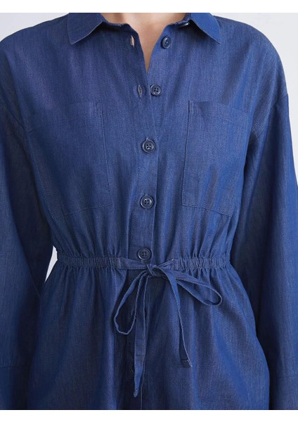 Indigo Beli Bağlamalı Kadın Jean Gömlek (W5) modelleri