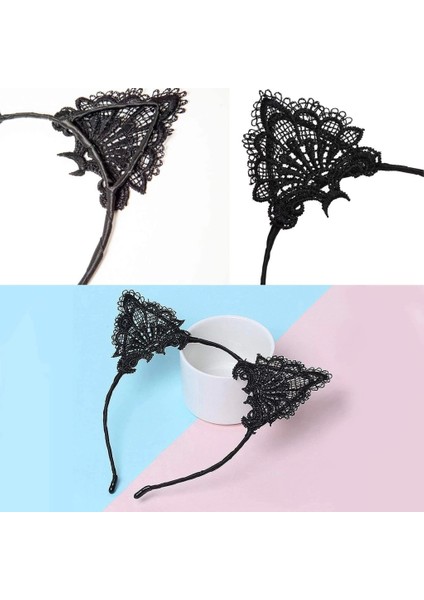 Bfs Dantelli Siyah Kedi Tacı - Vintage Tarz Dantel Kedi Kulak indirimleri