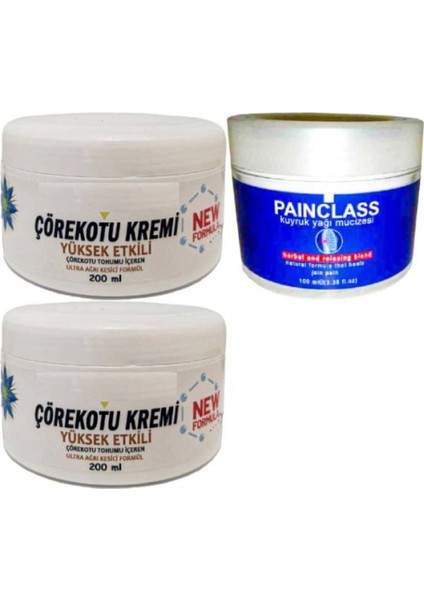 Çörek Otu Kremi Xl Boy Rahatlatma Kremi 2X200 Ml+Painclass Kuyruk Yağı 100 ml Kremi