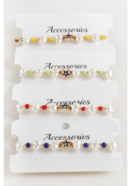 Deniz Yıldızı Boncuk Inci Makrome Ip Bileklik