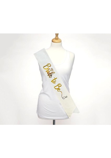 Bfs Beyaz Üzeri Altın Italik Alyanslı Bride To Be Yazılı Simli Işıltılı Kuşak Kemer 10X80 cm fiyatları