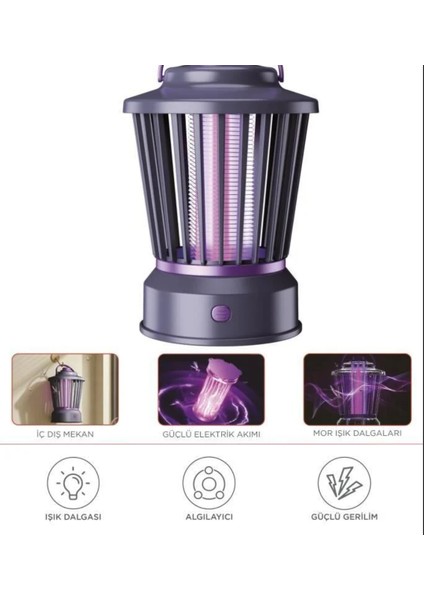 Siyah Şarjlı Uv Işıklı Elektrikli Sivrisinek Öldürücü Lamba Sinek Kovucu Sineksavar modelleri