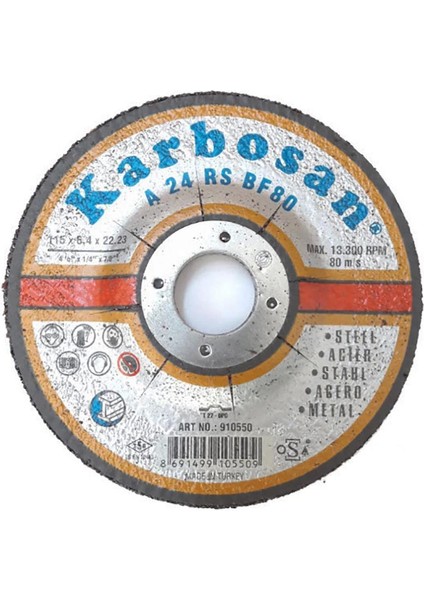 Karbosan Metal Taşlama Diski 115X6,4X22,23