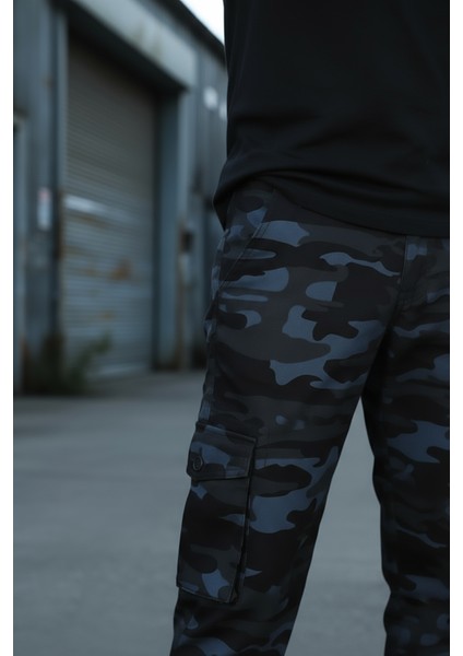 Lacivert Askeri Erkek Kamuflaj Pantolon - Paçası Lastikli Likralı Askeri Pantolon modelleri