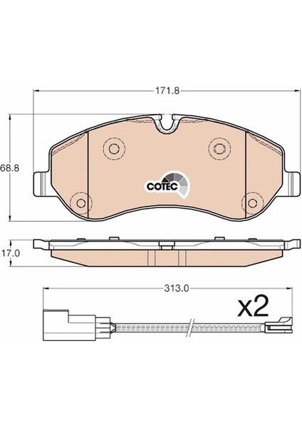 ÖN BALATA FORD TRANSIT 5363 2014 -TRANSIT CUSTOM 2.2 TDCI 2012 2 ADET KABLOLU MEBK2J2K021AA BK212K021AA 1842632