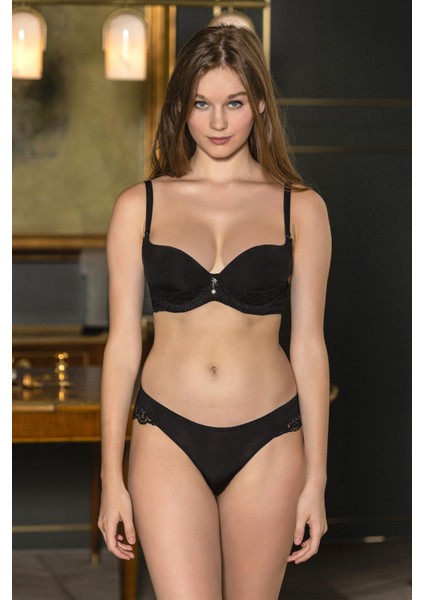 Dantel Detaylı Sütyen, Slip Külot Takım Siyah (MGP31361)