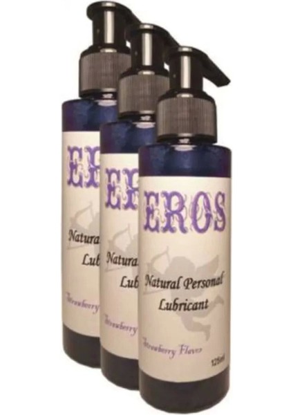 Strawberry Flavor Natural Personal Lubricant 375 ml Çilek Aromalı Kayganlaştırıcı x 3 Adet