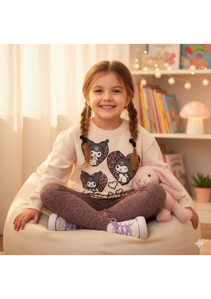 Kız Çocuk 2/5 Yaş Kuromi Baskılı Kız Takım