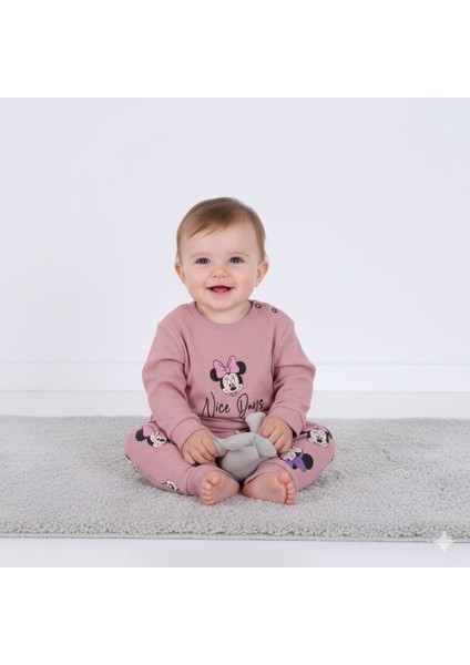 Kız Çocuk 9-24 Ay Minnie Mouse Bisiklet Yaka Kız Takım