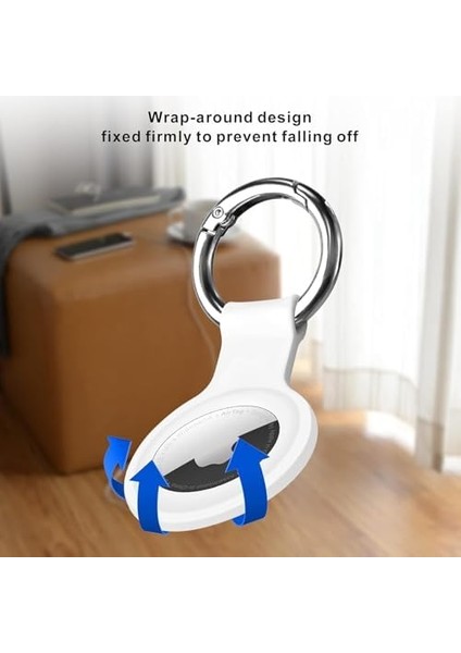 Airtag Anahtarlıklı Silikon Kılıf A010 Darbeye Dayanıklı Kaybolmaya Karşı Tam Koruma Kolay Tak-Çıkar Airtags ile Uyumlu Koruyucu Anahtarlık Beyaz fiyatları