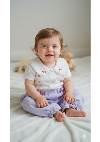 Kız Bebek Kiraz Temalı Tulum Salopet