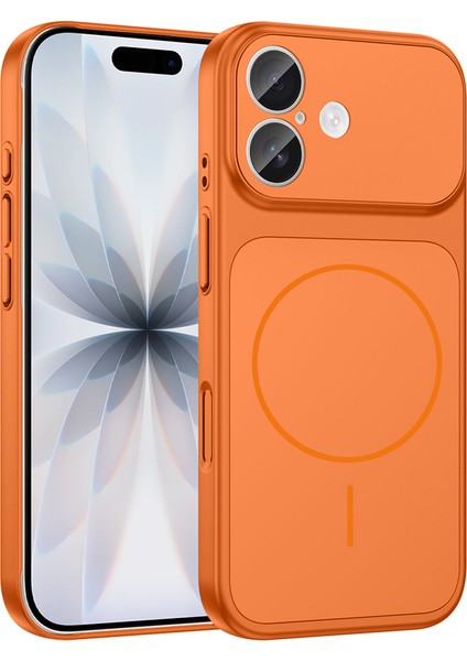 iPhone 16 Kılıf Mryn M-Safe Şarj Özellikli Kamera Korumalı Formen Kapak - Turuncu