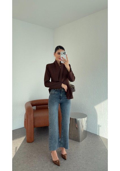 Koyu Kar Yıkamalı Flare Jean