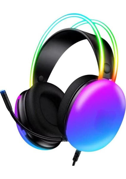 Vooka 7.1 A Rgb Profesyonel Gaming Mikrofonlu Gamer Oyuncu Kulaklığı USB Pc Ps Xbox Işıklı Rengarenk