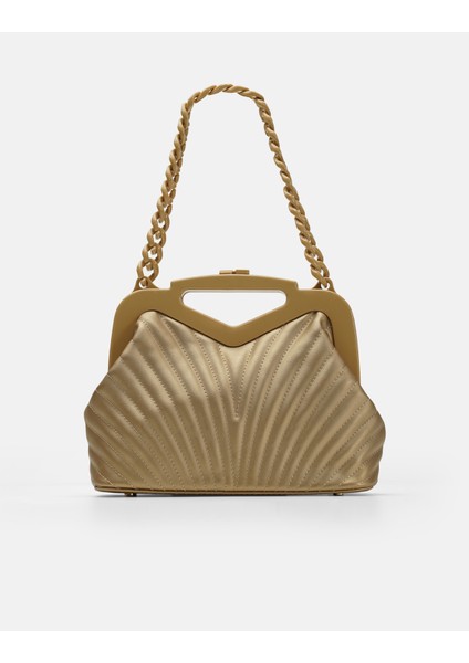 Bag Vivid Chain Gold Altın Suni Deri Zincir Askılı Klips Kapamalı Kadın El ve Omuz Çantası fiyatları