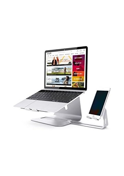 Alüminyum Laptop Standı & Telefon Tutucu - 10'-17' Dizüstü Bilgisayar Uyumlu, Kaymaz Ayaklı Ergonomik Yükseklikli MacBook Standı, Masaüstü Soğutucu Destekli Gri modelleri