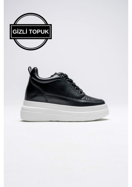 Lauren Kadın Gizli Topuk Beyaz Tabanlı Siyah Spor Ayakkabı