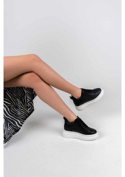 Lauren Kadın Gizli Topuk Beyaz Tabanlı Siyah Spor Ayakkabı indirimleri