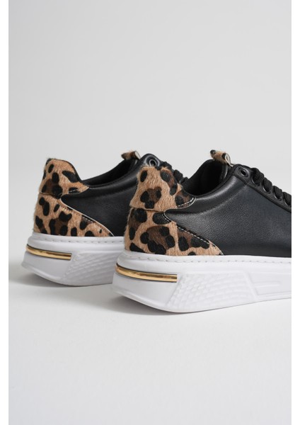Vega Leopar Detaylı Siyah Kadın Spor Ayakkabı indirimleri