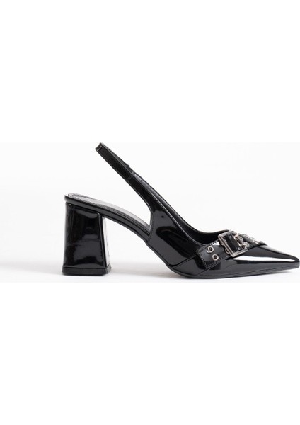 Keira Siyah Rugan Kadın Topuklu Ayakkabı