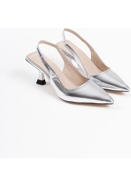 Angelica Kadın Gümüş Kırışık Rugan Topuklu Ayakkabı fiyatları
