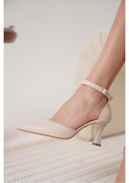 Darla Taşlı Kadın Bej Topuklu Ayakkabı indirimleri