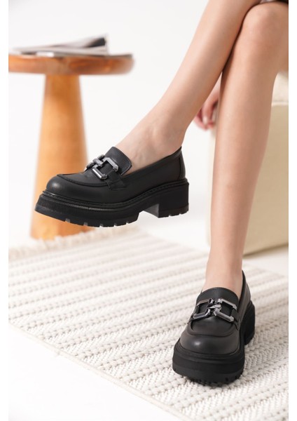 Terry Cilt Siyah Kadın Loafer modelleri