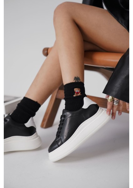 Bella Siyah Beyaz Kadın Spor Ayakkabı