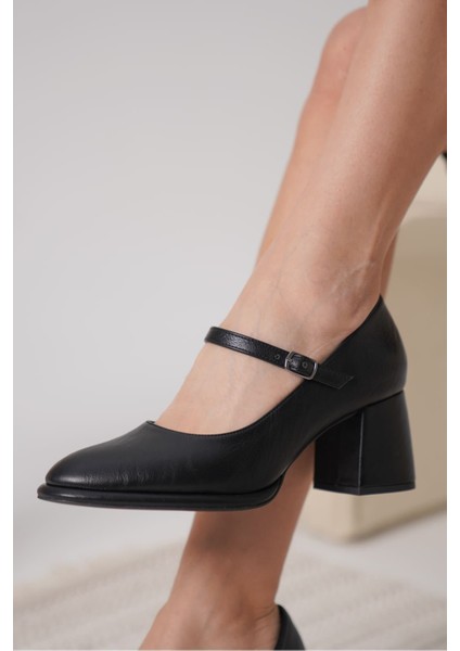Slay Siyah Cilt Kadın Topuklu Ayakkabı modelleri